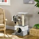 image 7 of PawHut Cat Tree Tower Kitten House Scratching Post with Mouse Toy Grey