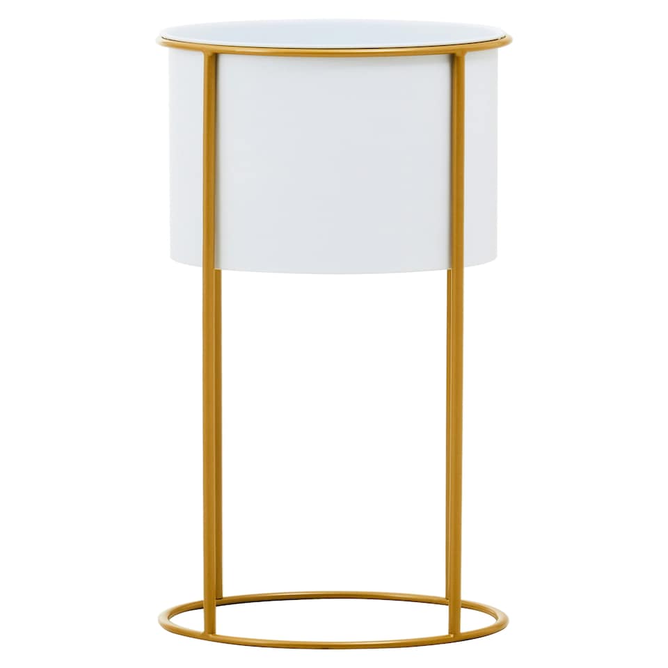 image 1 of Interiors by Premier Sleek And Sturdy Large Black And Gold Floor Standing Planter, Stylish And Functional Outdoor Garden Pots White