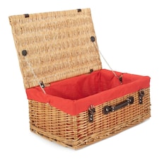 55cm Buff Picnic Basket with Lining Red | Red | One Size