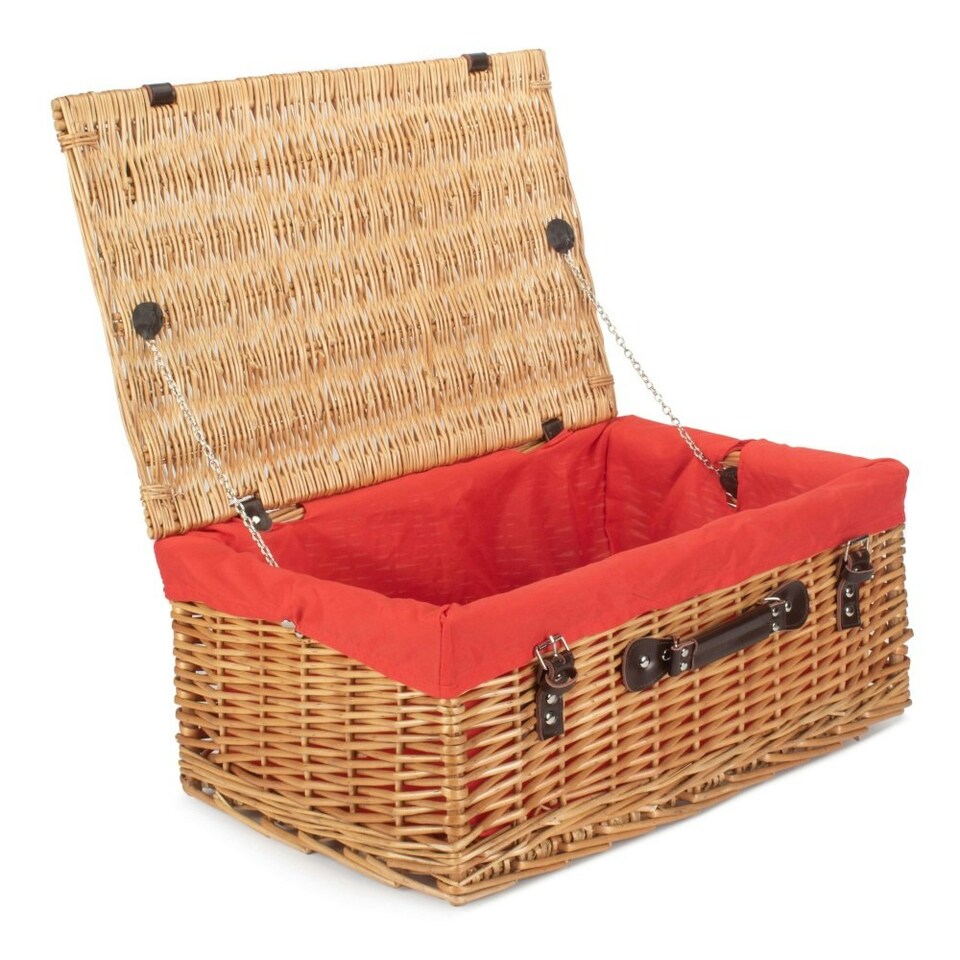 image 1 of 55cm Buff Picnic Basket with Lining Red | Red | One Size