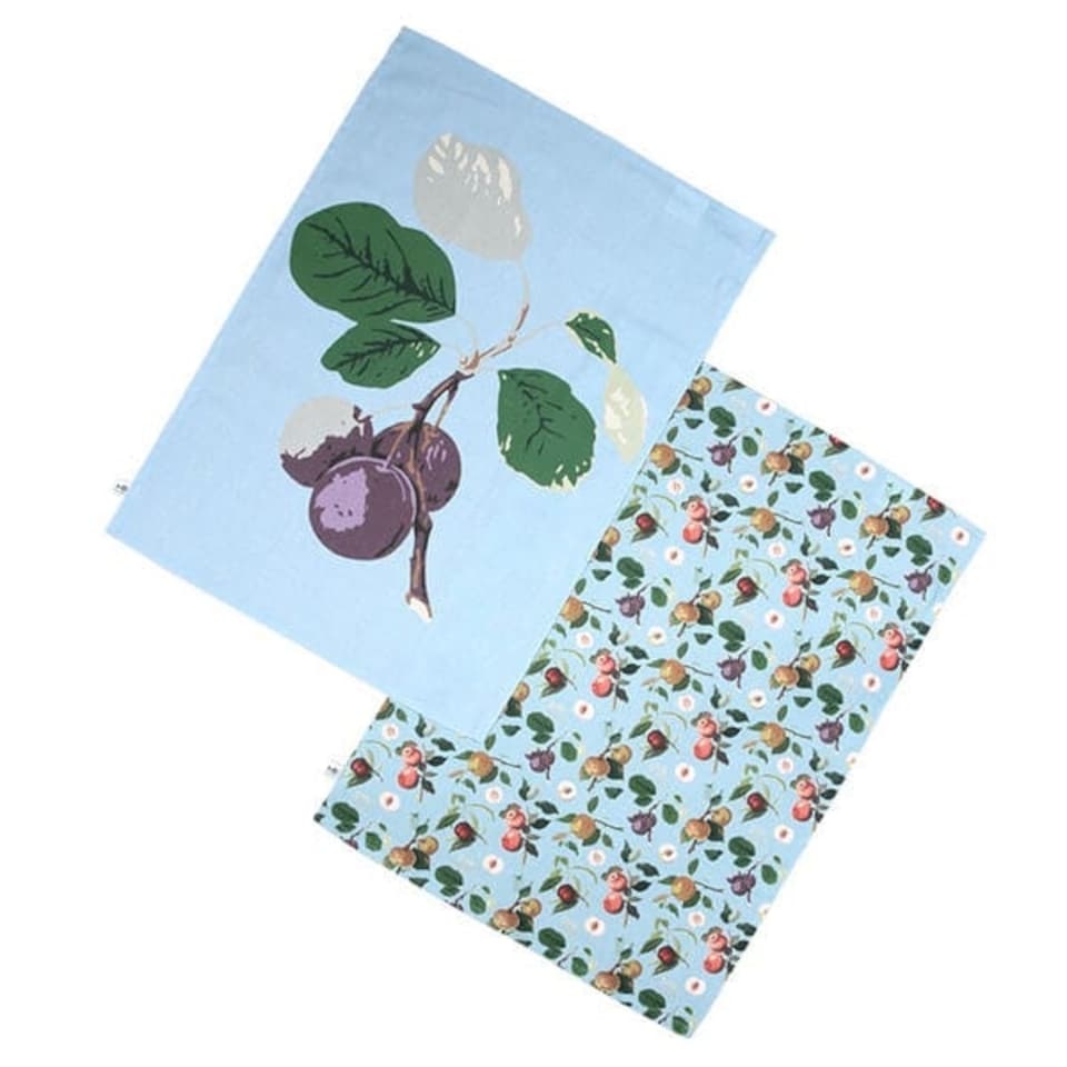 image 1 of RHS Hooker Fruit Organic Cotton Set of 2 Tea Towels Blue