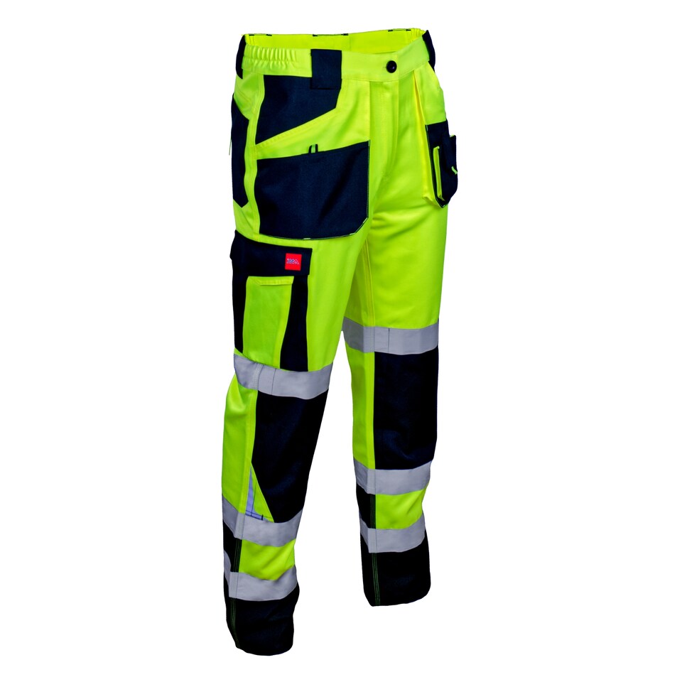 image 1 of Artmas Flash Class 2 Yellow Work Trousers, Reflective Tape, Knee Pad Pockets, 260gsm (36/38 Inch - 54 EU)