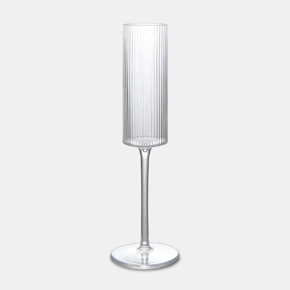 image 1 of OHS Set of 4 Ribbed Plastic Champagne Cocktail Glasses Reuseable Party Flute