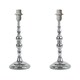 image 1 of First Choice Lighting Set of 2 Chrome Stick Table Lamp Bases with Decorative Stems Chrome