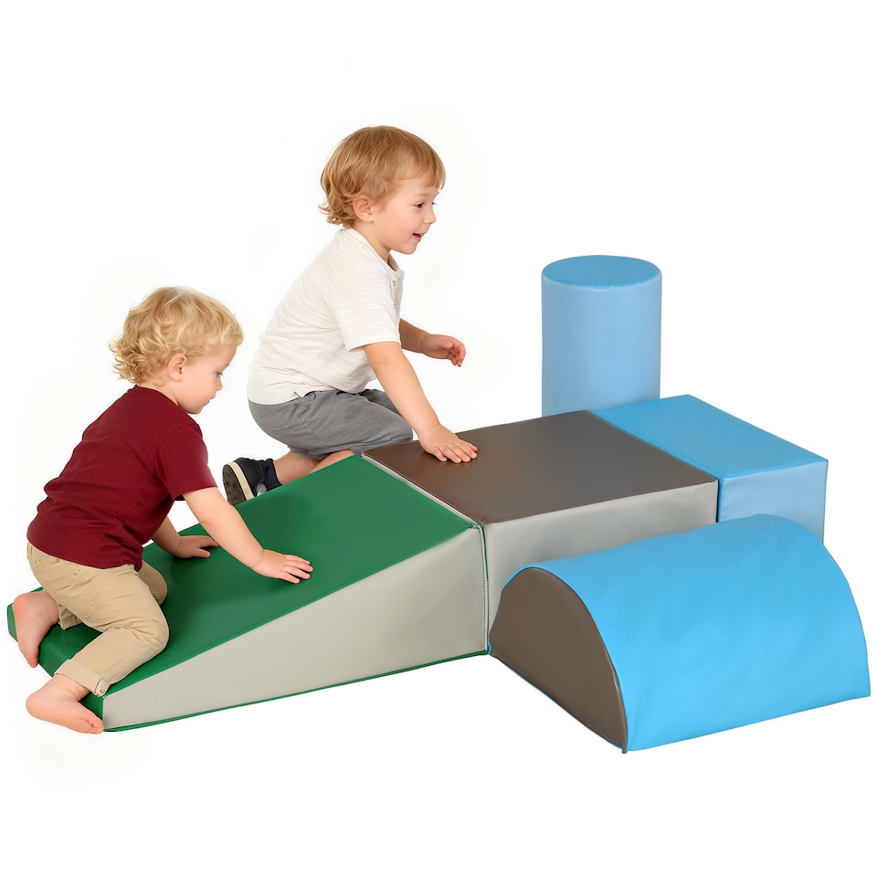 image 1 of HOMCOM 5 Piece Soft Safe Foam Playset Climb and Crawl Activity Toy for Toddler