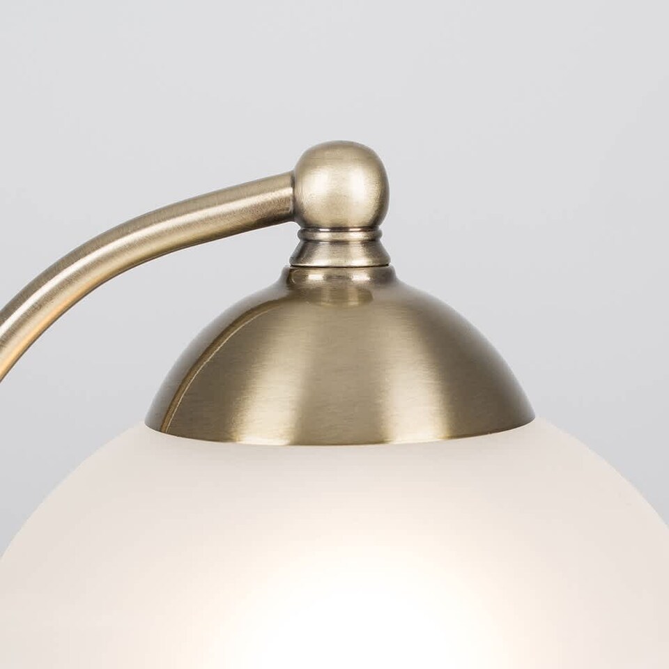 image 1 of ValueLights Stamford Antique Brass Crescent Table Lamp Glass Shade | Gold