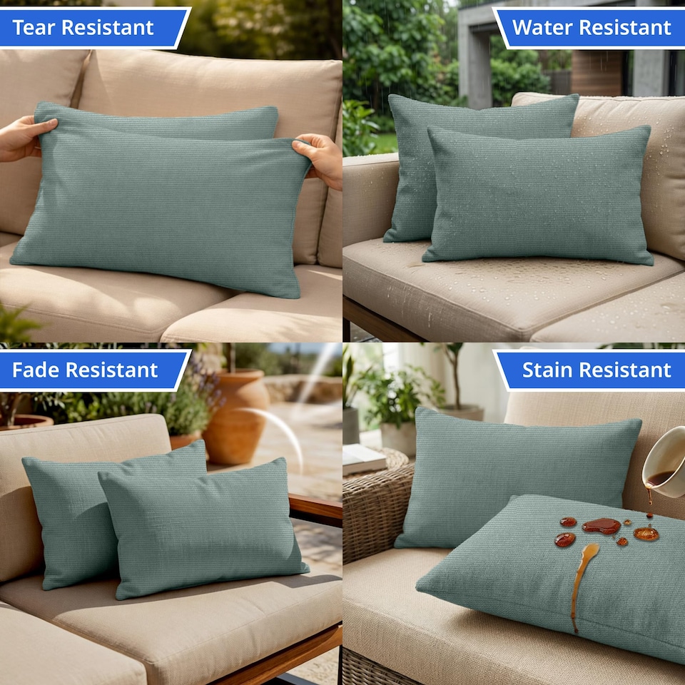 image 1 of Covers&All Sunbrella Rectangle Throw Pillows Pack Of 4, Rectangle 14 x 36, Canvas Spa