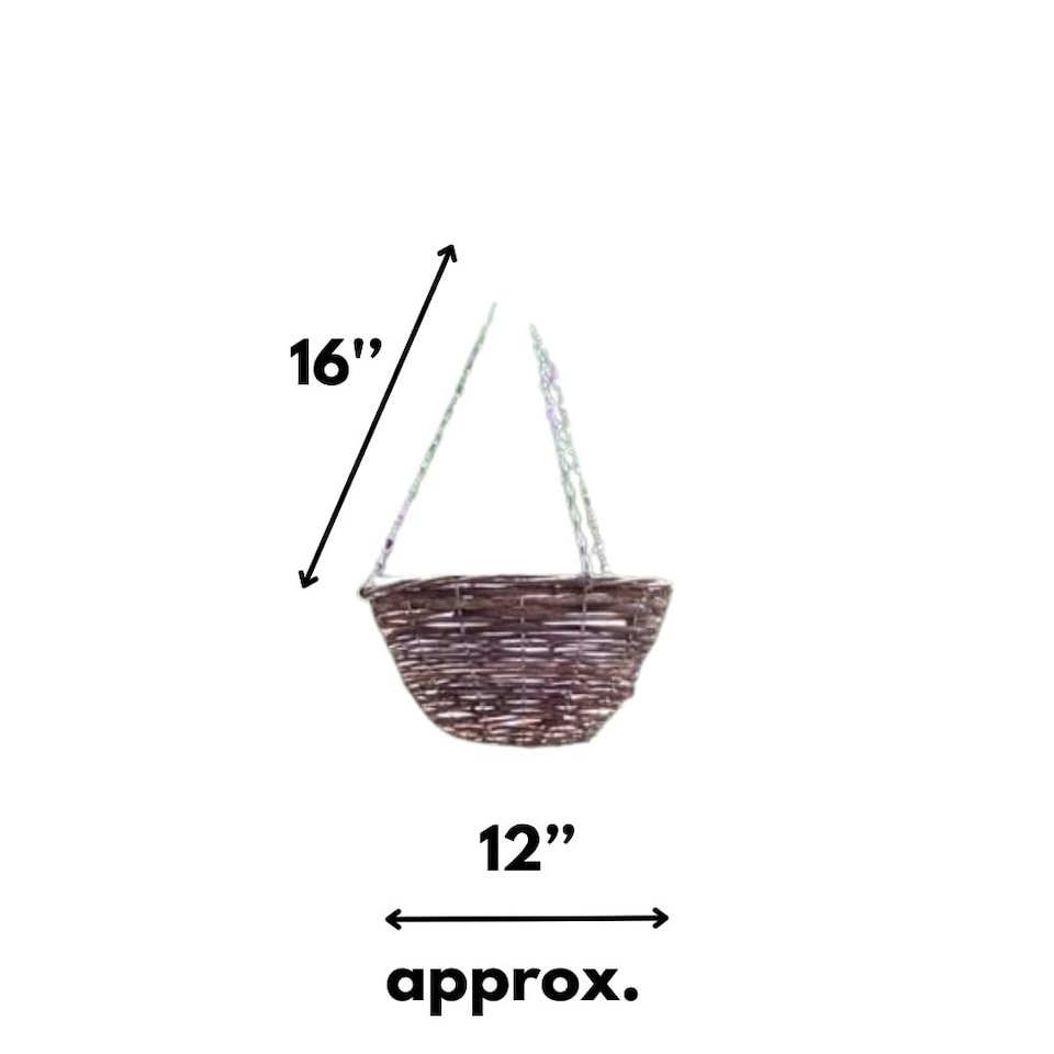 image 1 of Marco Paul Dark Brown Rattan Hanging Basket 12" Brown