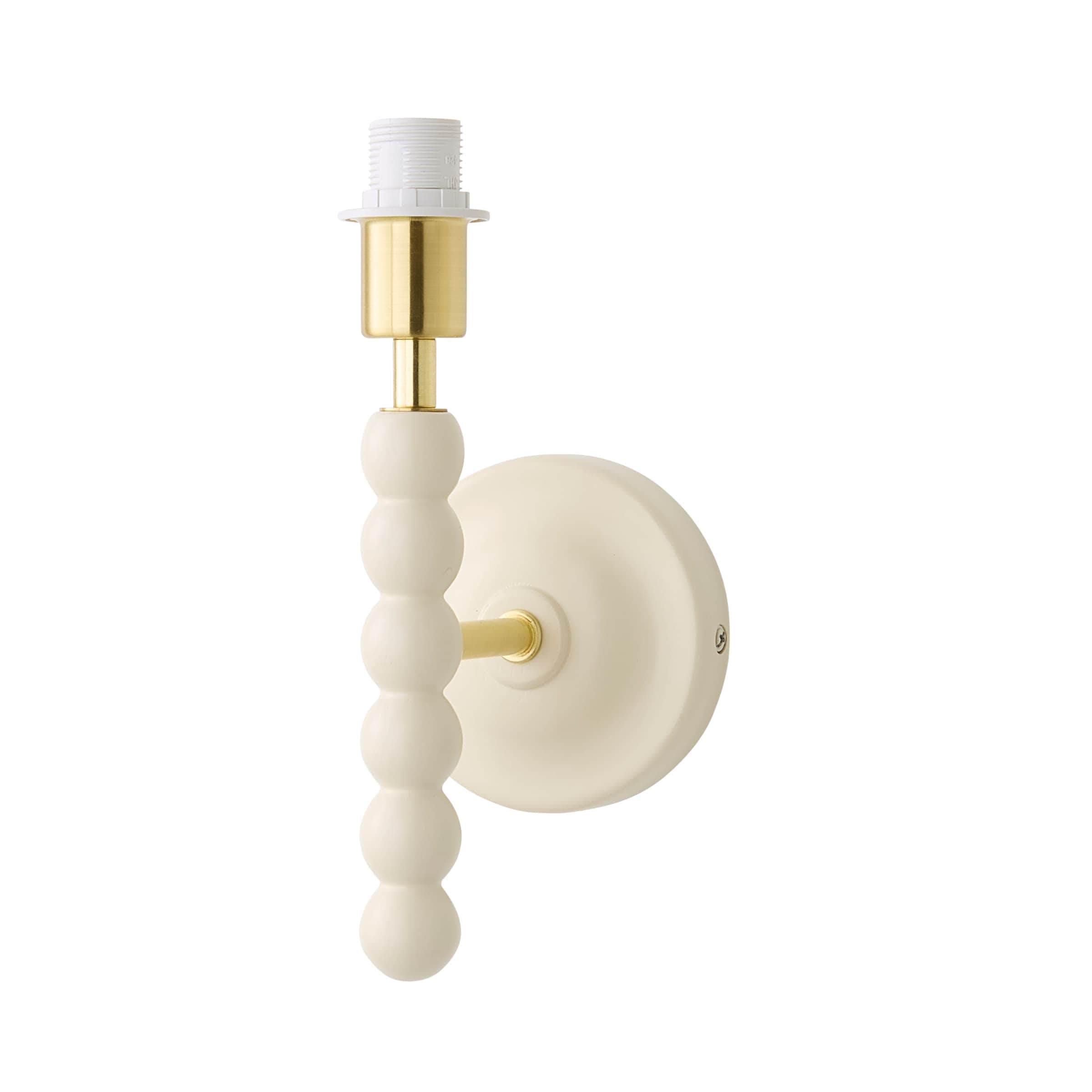 ValueLights Bobbins Wooden Bobble Wall Light Lamp Base in Cream