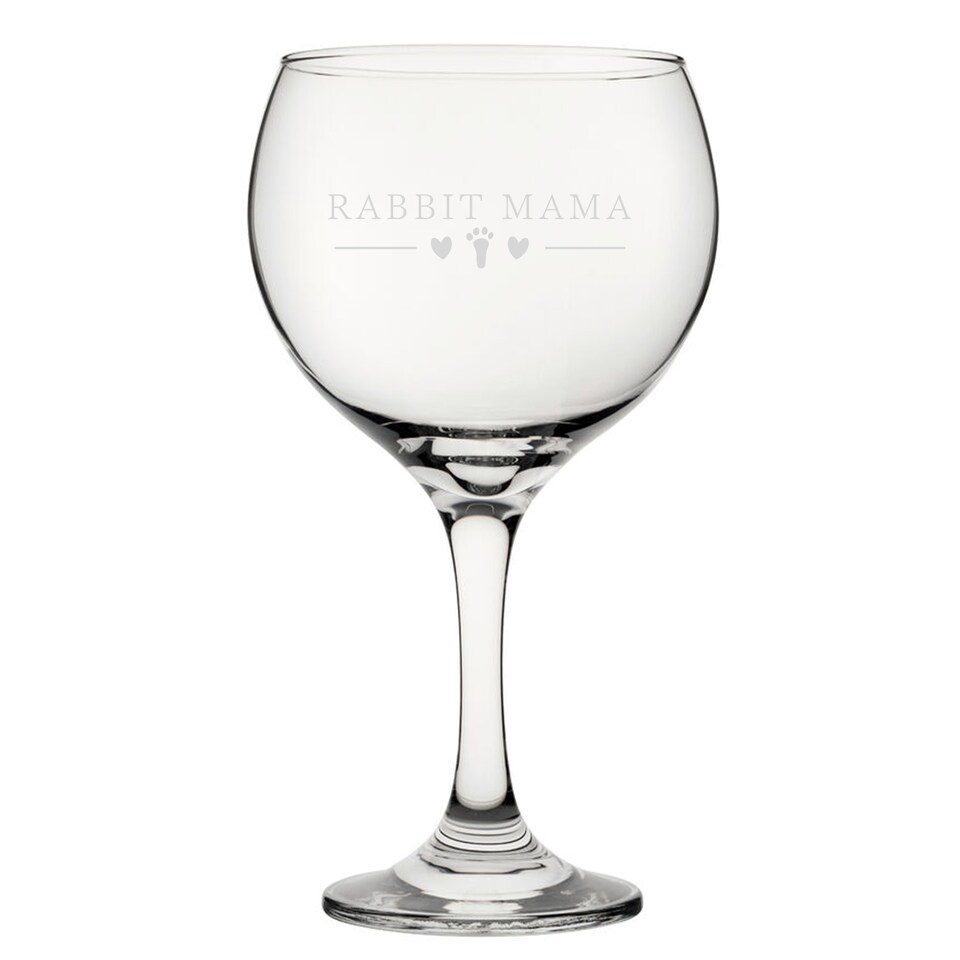image 1 of Personalised Rabbit Papa Engraved Gin Balloon Cocktail Glass for Mum