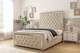 image 2 of Sloomy Sofia Chrome Cream Plush Bed Frame With 50" Upholstered Headboard 4' Small Double