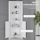 image 4 of kleankin Triangle Bathroom Cabinet, Corner Bathroom Storage Unit with Cupboard and 3-Tier Shelves, Free Standing, White