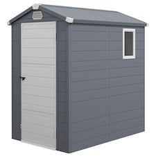 Outsunny 4 x 6ft Garden Shed Storage w/ Foundation Kit, Vents, Grey