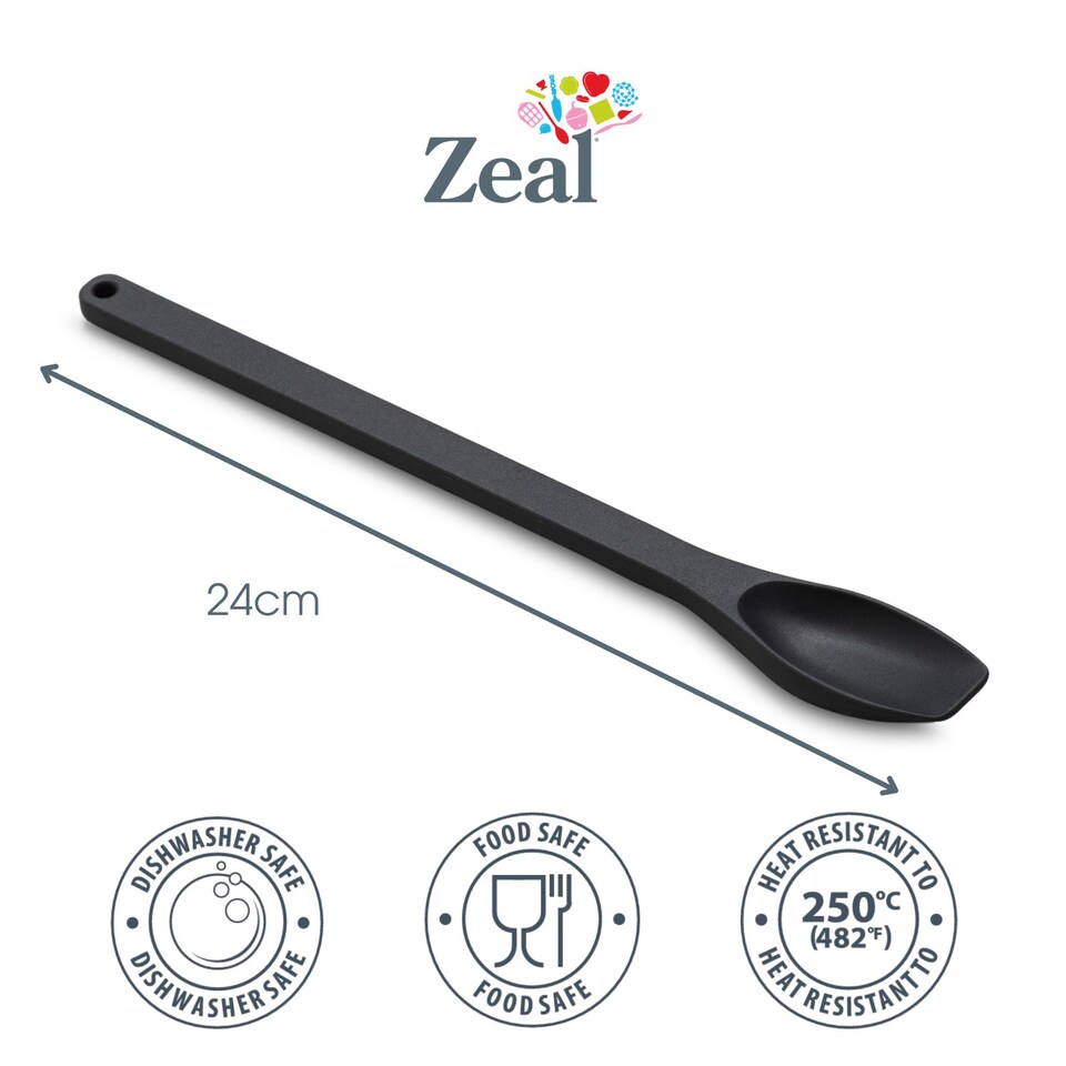 image 1 of Zeal Silicone Jar & Mayo Spoon, Long Handle Jar Spoon, Dark Grey