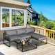 image 2 of Outsunny 5-Piece Outdoor Patio Set Padded Cushion Coffee Table