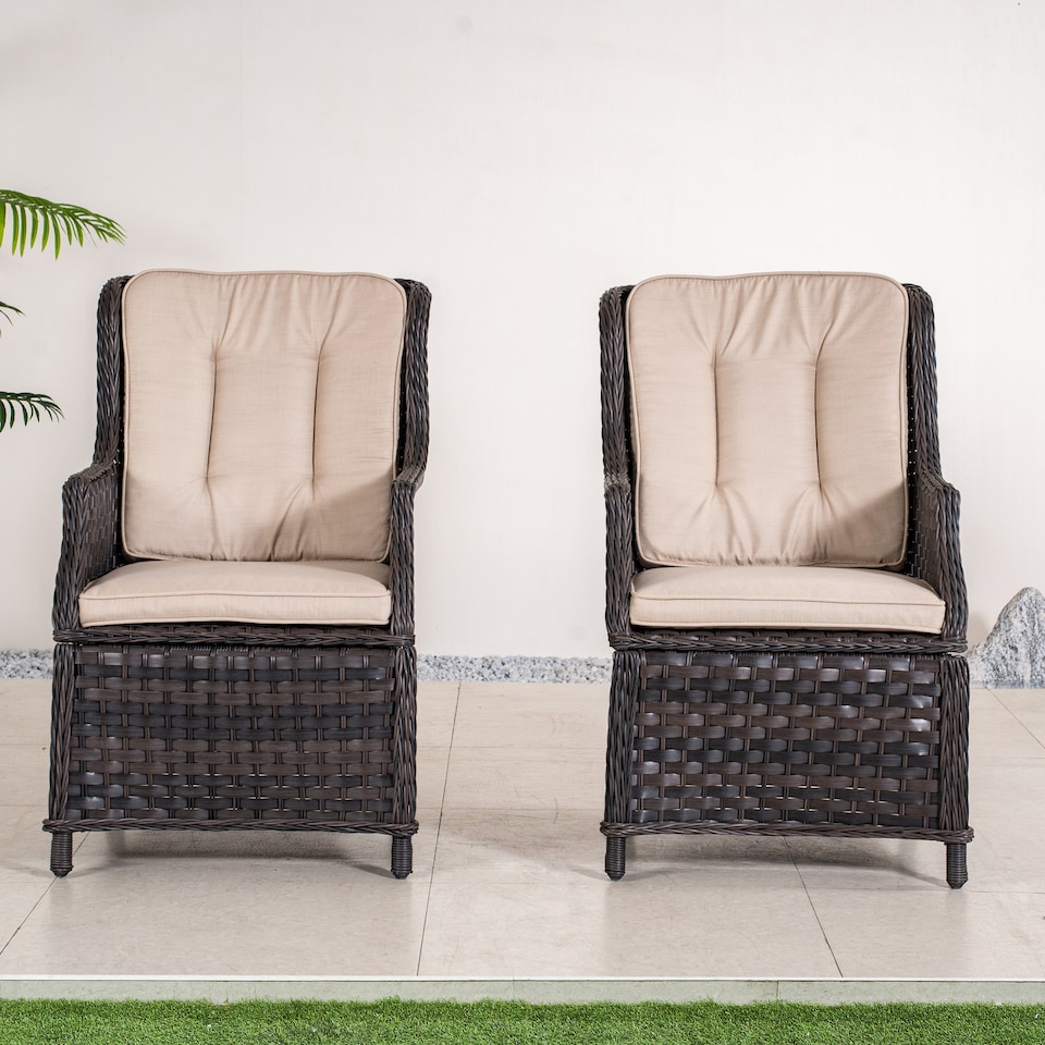 image 1 of Direct Wicker 2-Piece Garden Detachable Aluminium Rattan Chairs, Brown | Brown