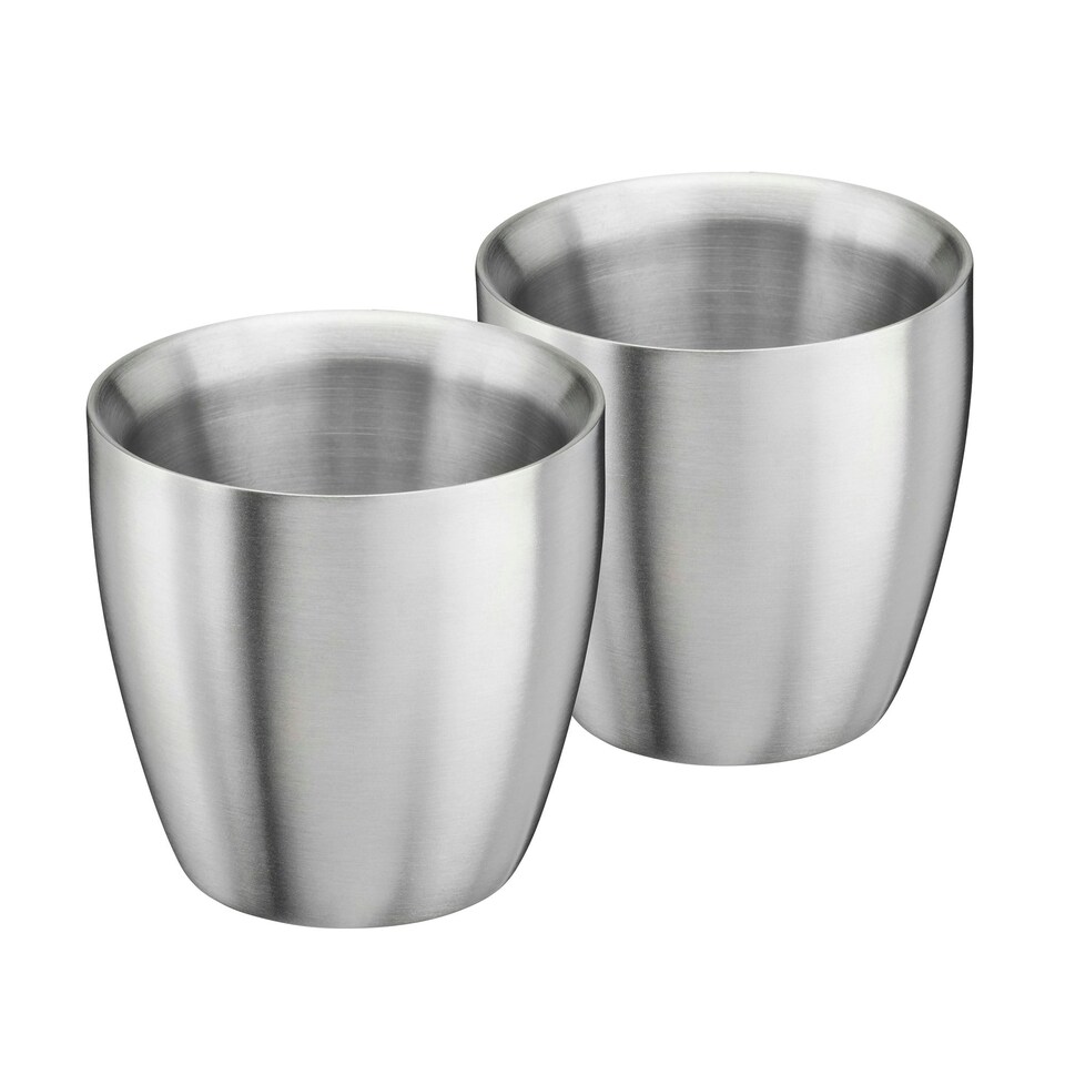 image 1 of Set of 2 Stainless Steel Espresso Coffee Cups – 90ml Double Wall Insulated Mini Drinking Mugs | Black | Black | 2