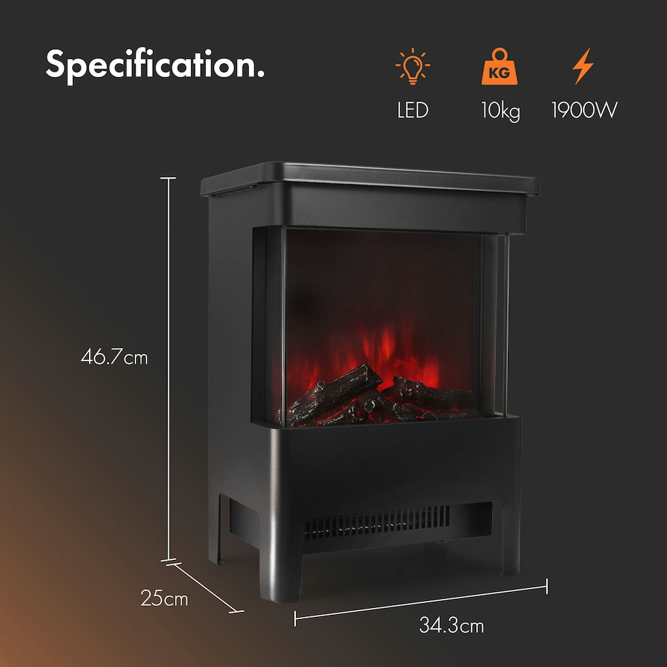 image 1 of VonHaus Electric Stove Heater 1900W Black