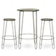 image 1 of Interiors by Premier Set of 3 Silver Frame Bar Table Stool Set , Hairpin Stool for Kitchen Counter, Elm Wood Metal Frame Stool