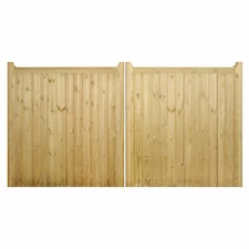 Drayton Square Top Low Double Driveway Gate - Pressure Treated Scandinavian Redwood - W3300 x H950 mm | Brown | 1
