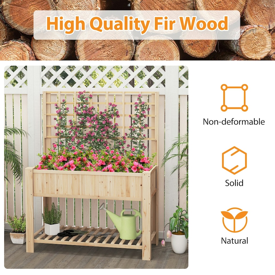 image 1 of COSTWAY Wooden Planter Box Raised Garden Bed Natural N/A