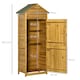 image 5 of Outsunny Wooden Garden Storage Shed Utility Gardener Cabinet w 3 Shelves, Tiltedfelt Roof and Two Lockable Doors, 79cm x 49cm x 191.5cm, Natural wood effect