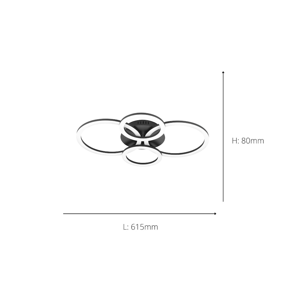 image 1 of EGLO Parrapos-Z Modern Black Steel Smart Control, Colour Changing Ceiling Light, (W) 45cm
