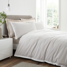 Bianca Seersucker Woven Stripe 180 Thread Count Cotton Duvet Cover Set | Cream | Natural | King