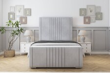 Sloomy Harrington Silver Naples Bed Frame With 50" Upholstered Headboard 5' King
