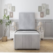 Sloomy Harrington Silver Naples Bed Frame With 50" Upholstered Headboard 5' King