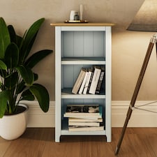 Taberno Oak 3 Tier Bookcase Linen White White