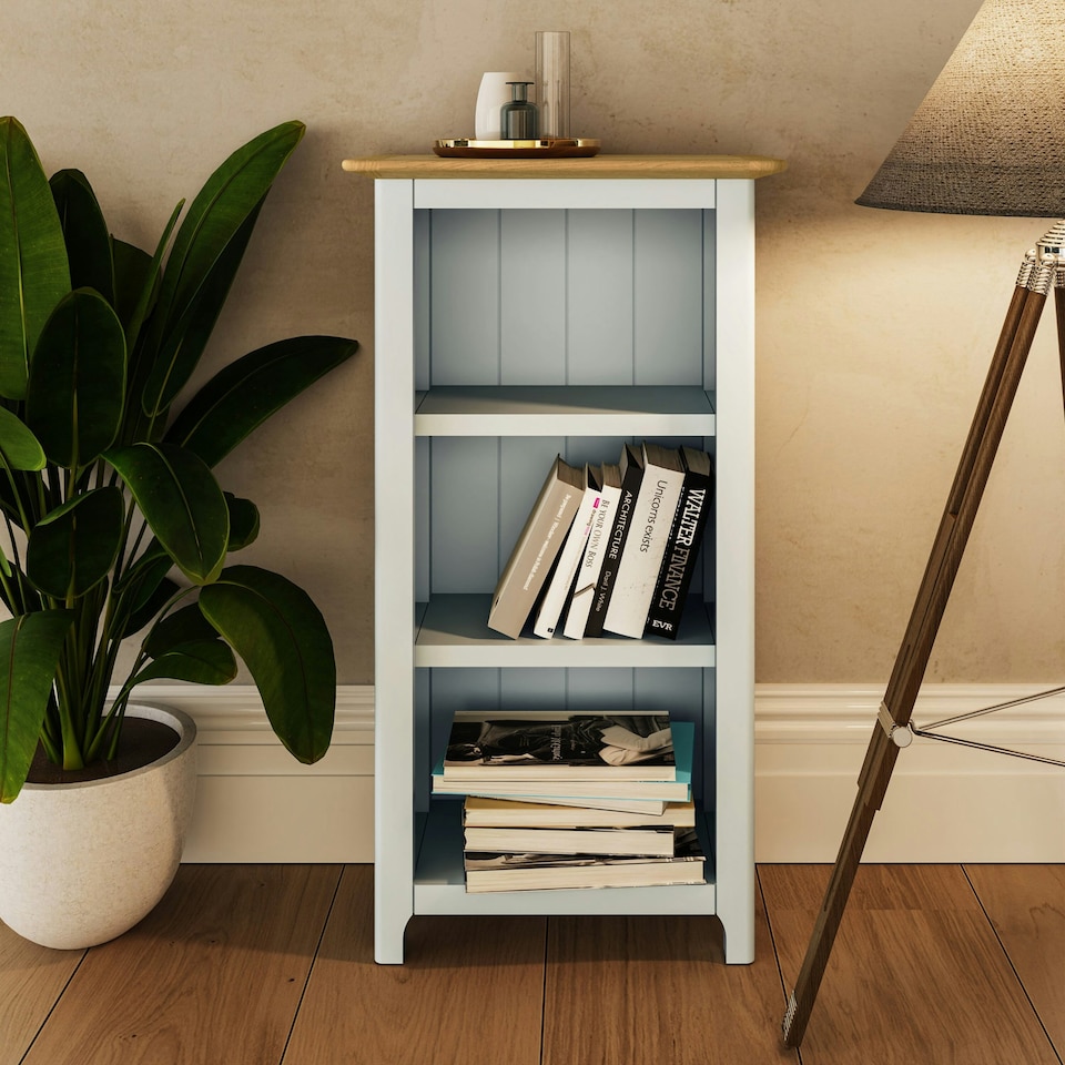 image 1 of Taberno Oak 3 Tier Bookcase Linen White White