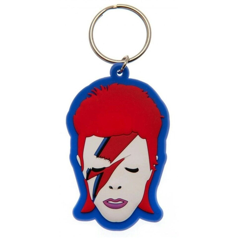 image 1 of David Bowie Rubber Keyring - Blue/Red/White - One Size