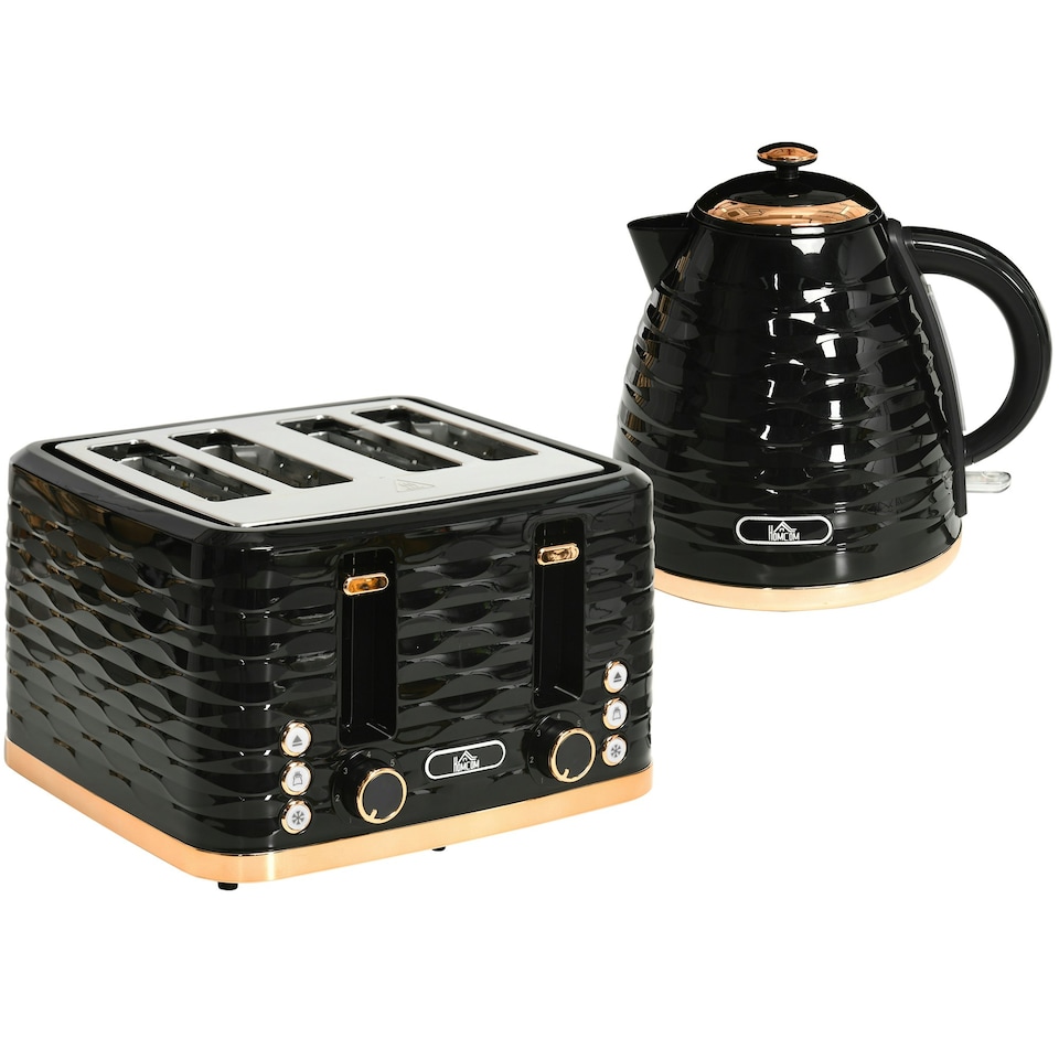 image 1 of HOMCOM Electric Kettle, Fast Boil, 1.7L, 3kW, Swivel, Black Ripple