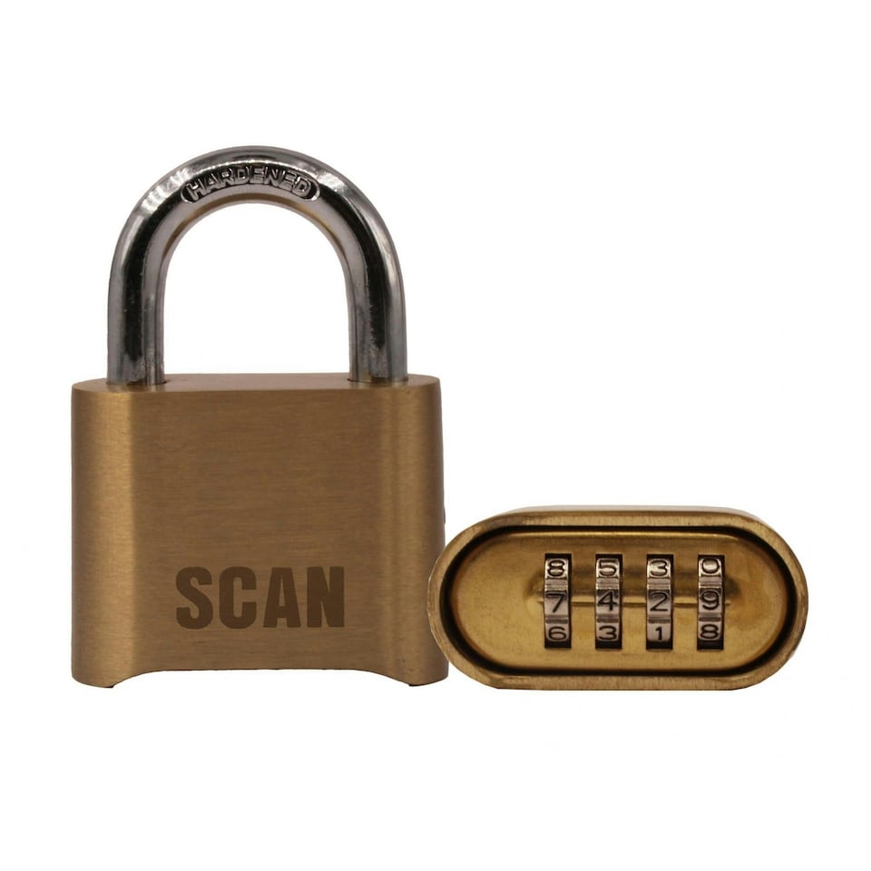 Scan Brass Combination Padlock - Multi Colour - 50mm