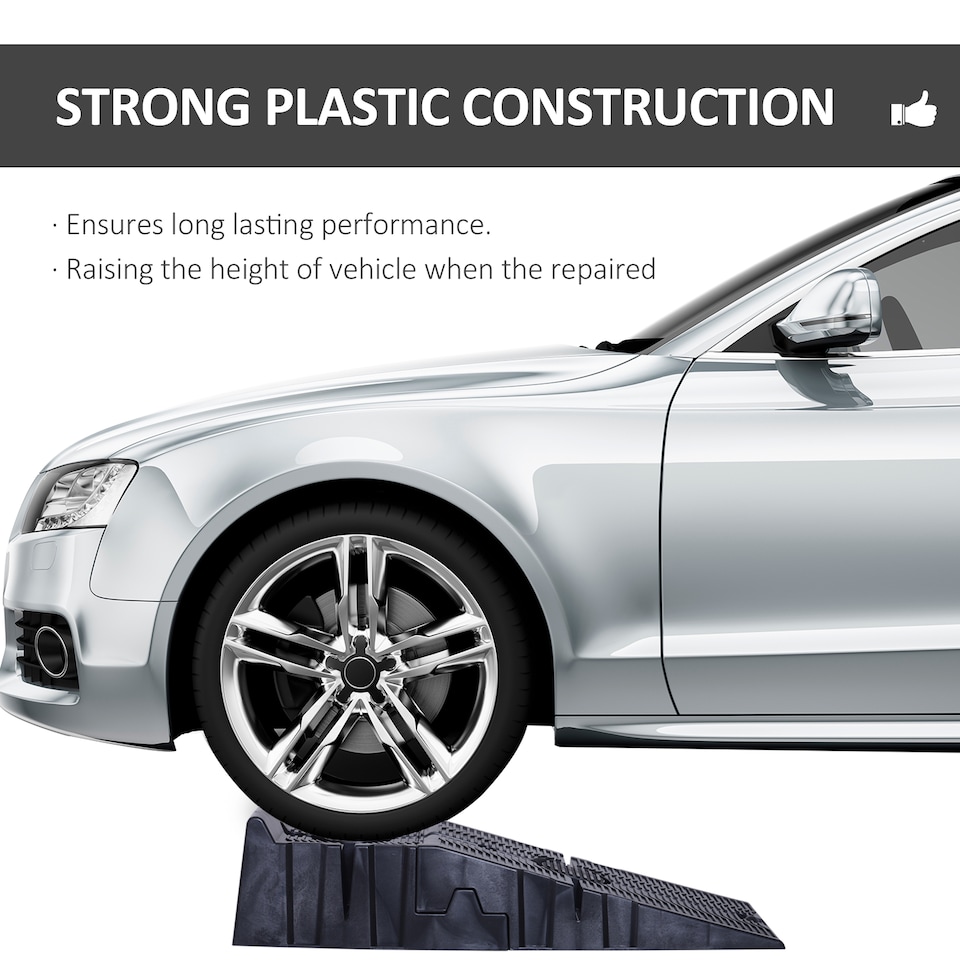 image 1 of DURHAND 2.5 Ton Plastic Car Lifting Ramps Automotive Vehicle Garage, Black | Black