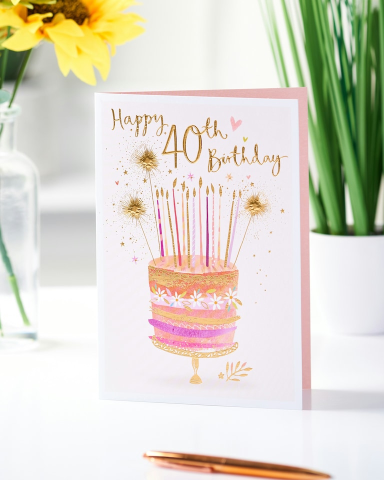 image 1 of 40th Birthday Card - Cake