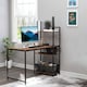 image 1 of HOMCOM Computer Desk Laptop Table w/4-tier Bookshelf  Metal Frame Walnut, Black