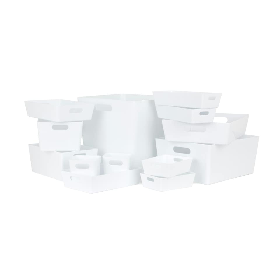 image 1 of Wham Studio 13 Piece Multi-Size Set Plastic Storage Baskets Ice White Grey