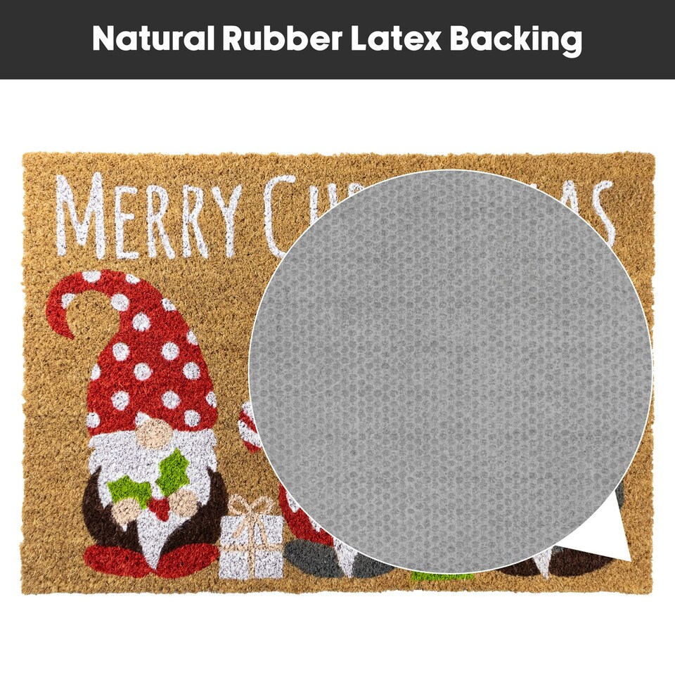 image 1 of JVL Festive Christmas Coir Doormat with Latex Back 40x58cm, Gonks