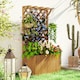image 2 of Outsunny Wooden Planter with Trellis and Drainage Holes Yellow