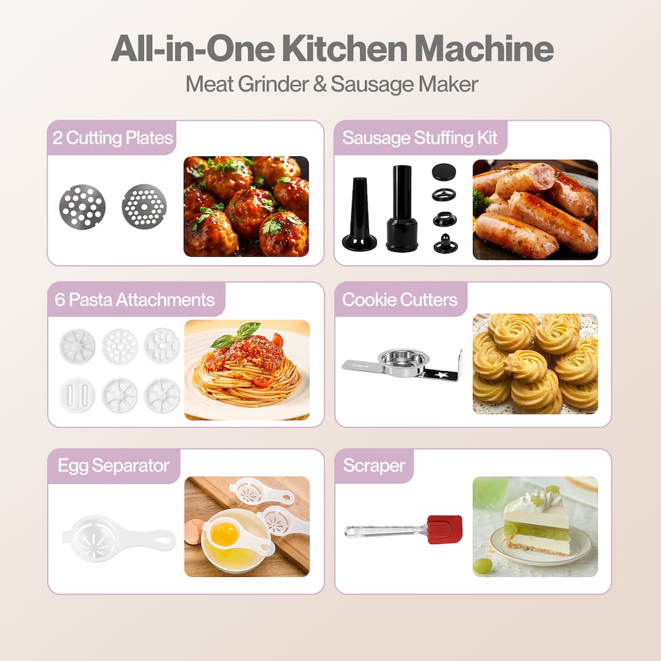 image 1 of 1500W Stand Mixer 5.5L Kitchen Machine with Meat Grinder