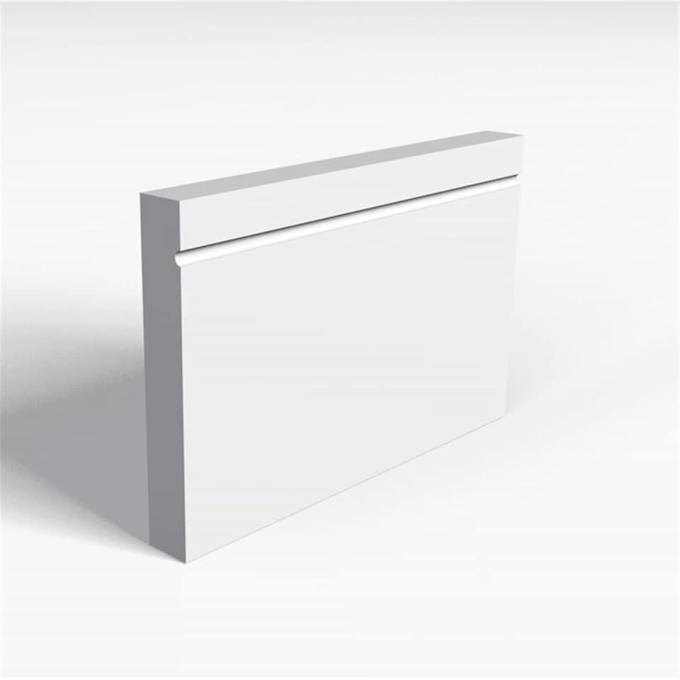 Pack of 15 (Total 15 Units) - Moisture Resistant MDF Primed 1 Drip Skirting Board & Rebate - 25mm (T) x 194mm (H) x 3050mm (L)
