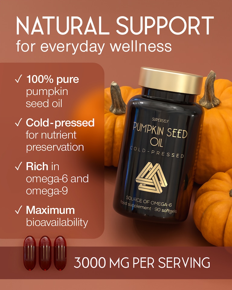 image 1 of SuperSelf Pumpkin Seed Oil 3000mg Cold Pressed 90 Softgels