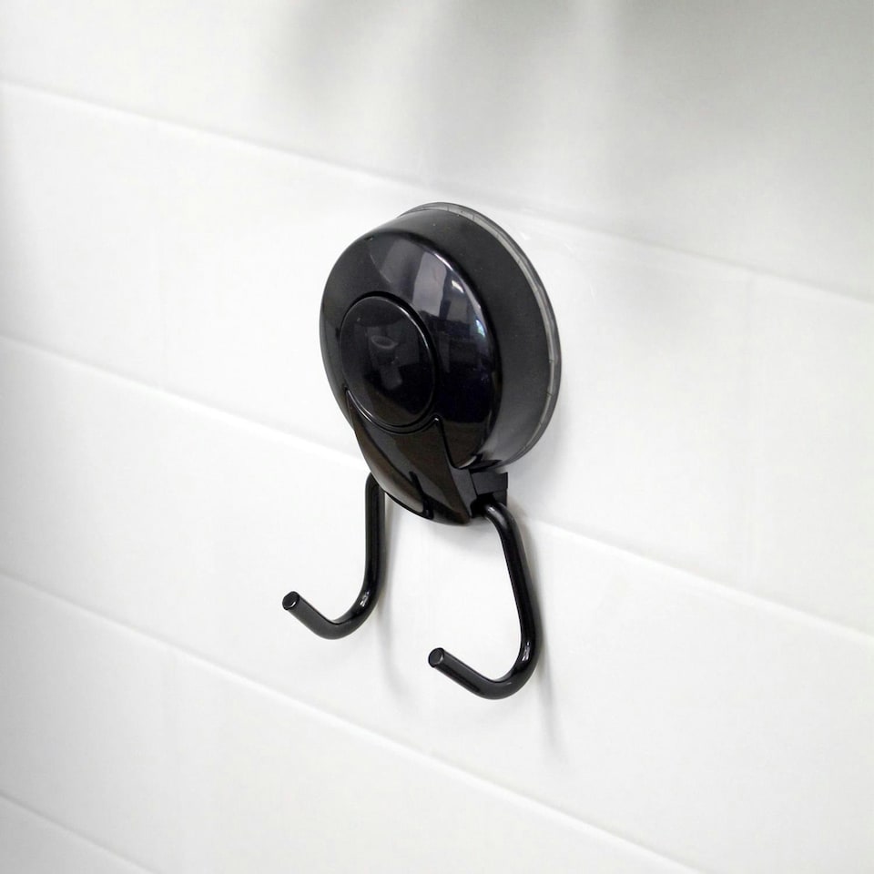 image 1 of Showerdrape SuctionLoc Black Stainless Steel Wall Mounted Robe Hook