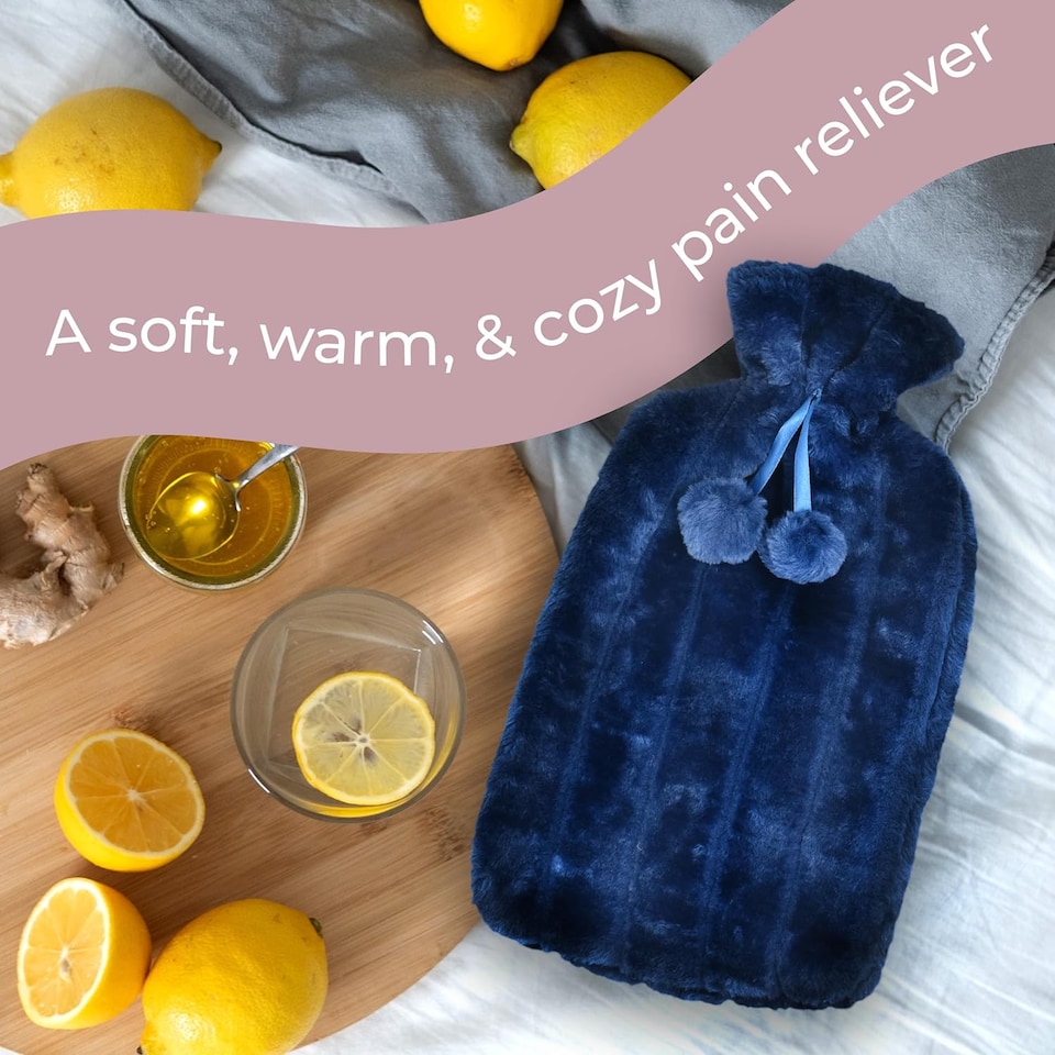 image 1 of 2L Hot Water Bottle - Luxury, Soft and Washable Hot Water Bag for Hot and Cold Compress