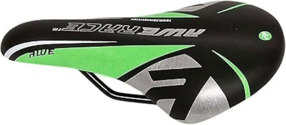image 1 of AWE Unisex-Youth Junior MTB Green/Black/Silver Bike Seat/Saddle With Steel Rails