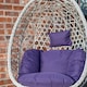 image 3 of Samuel Alexander Hanging Garden Rattan Egg Chair with Steel Frame and Waterproof Cover in Indigo | Purple | Indigo