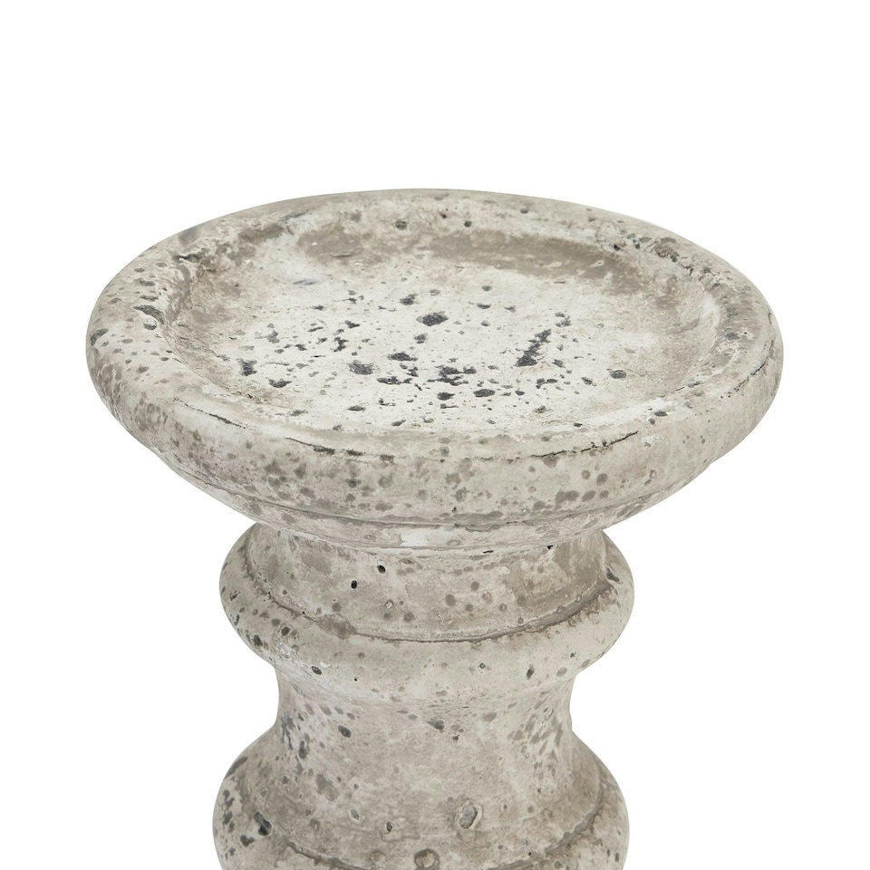 image 1 of Hill Interiors Ceramic Column Candle Holder - Stone - 31cm x 12cm x 12cm