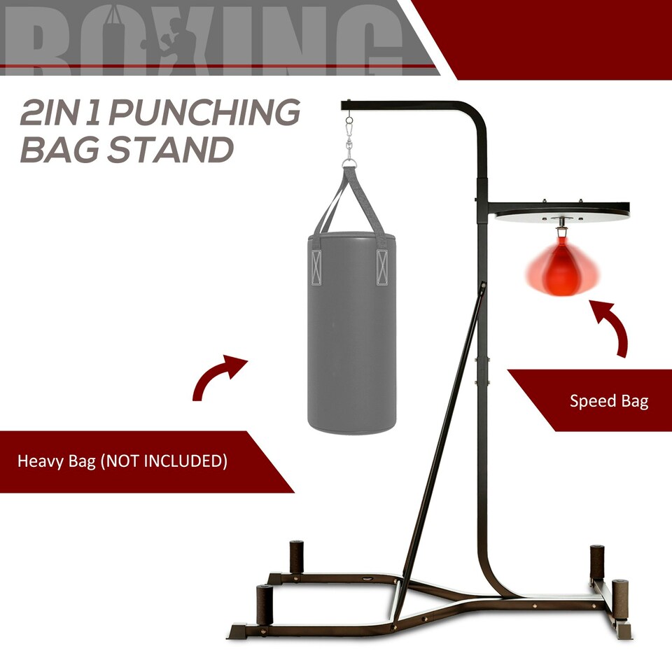 image 1 of HOMCOM Free-Standing Speed Bag Platform, Adjustable Boxing Punch Bag Black